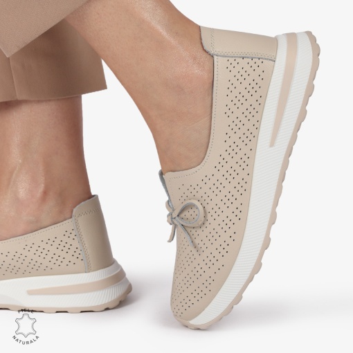 BALERINI dama din Piele Naturala LF1060 CULOARE: BEJ - Img 2