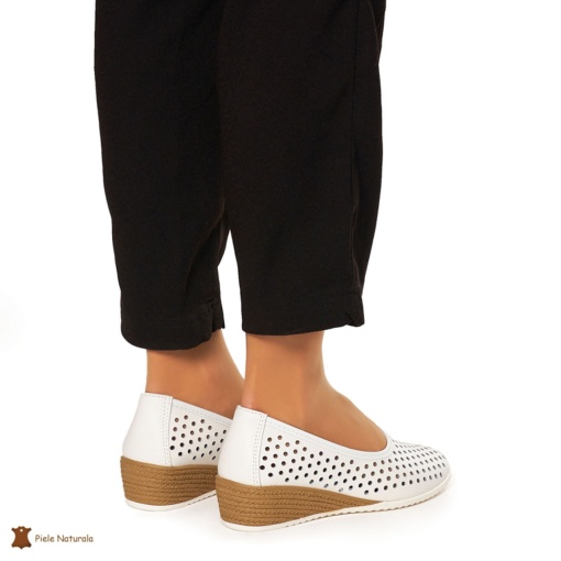 Balerini Dama Piele Naturala Slip-on LF0075 ALB - Img 4