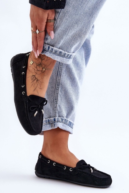 Mocasini DAMA din PIELE ECOLOGICA INTOARSA CU FUNDITA LF0976 CULOARE: NEGRU - Img 2