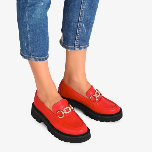 Mocasini dama din Piele Ecologica LF0548 ROSU - Img 3