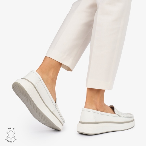 MOCASINI dama din Piele Naturala LF1057 CULOARE: ALB - Img 3