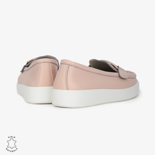 Mocasini Dama Piele Naturala cu talpa plata LF0206 ROZ - Img 3