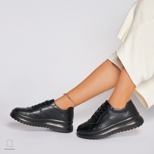 Pantofi casual dama din piele naturala LF0006 NEGRU - Img 3