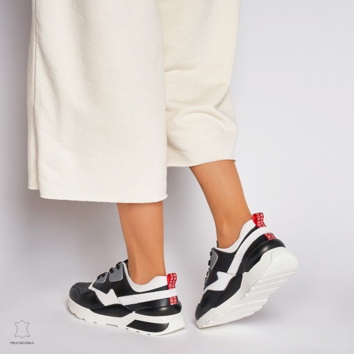 Pantofi Casual dama din Piele naturala LF0035 Negru - Img 4