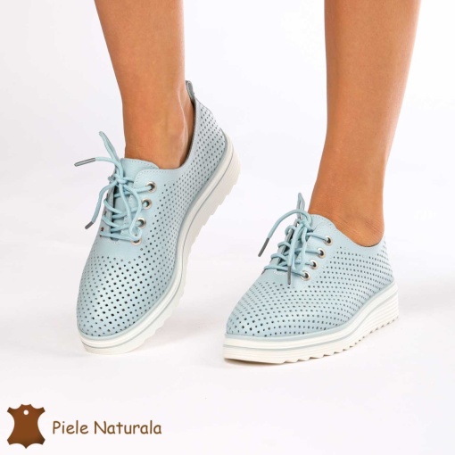 Pantofi casual dama din Piele naturală LF0113 ALBASTRU - Img 2