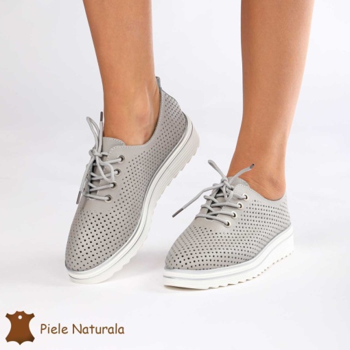 Pantofi casual dama din Piele naturală LF0113 GRI - Img 2
