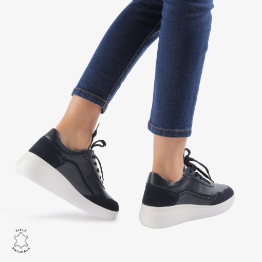 Pantofi Casual dama din Piele Naturala LF0845 BLEUMARIN - Img 3