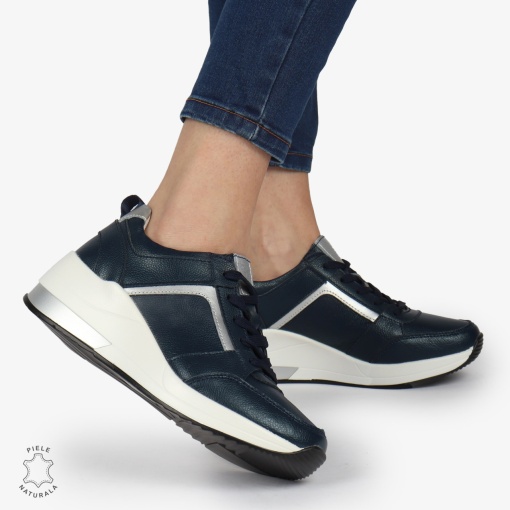 Pantofi Casual dama din Piele naturala LF1333 NAVY - Img 2