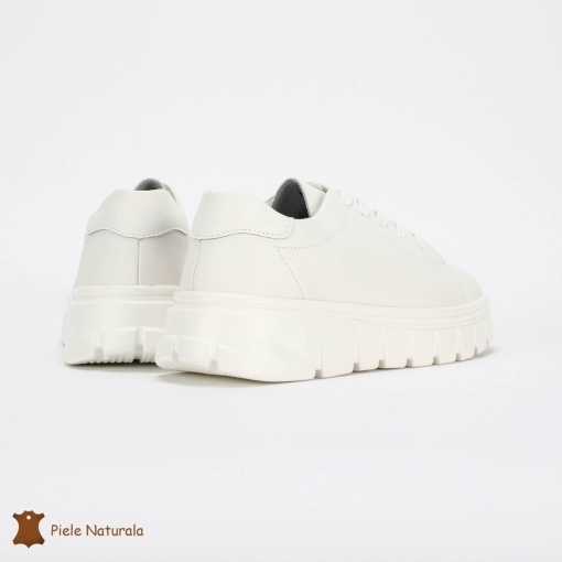Pantofi Casual de dama din Piele naturala cu talpa groasa LF0491 ALB - Img 3