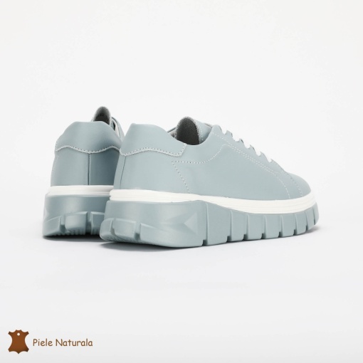 Pantofi Casual de dama din Piele naturala cu talpa groasa LF0491 ALBASTRU - Img 3