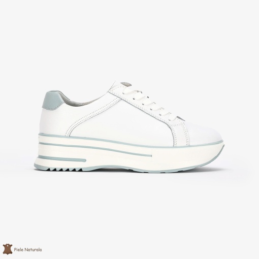 Pantofi Casual de dama din Piele naturala cu talpa groasa LF0493 ALB - Img 2
