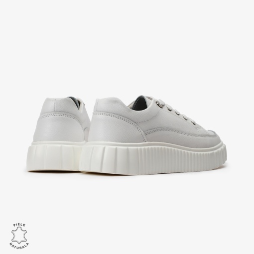 Pantofi Casual de dama din Piele naturala cu talpa groasa LF0526 Alb - Img 3