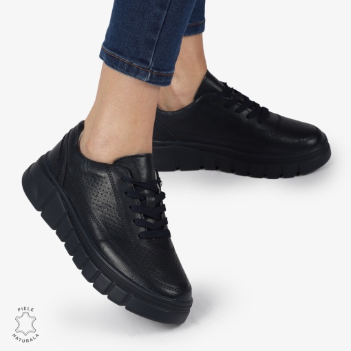 PANTOFI CASUAL DE DAMA DIN PIELE NATURALA LF0767 NAVY - Img 2