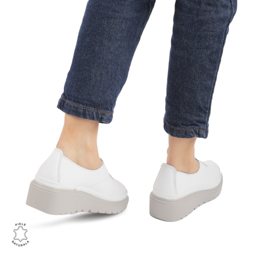 Pantofi Casual de dama din Piele Naturala LF0918 ALB - Img 3