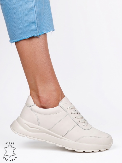 Pantofi casual sport damă din piele naturală LF1812 Bej - Img 2