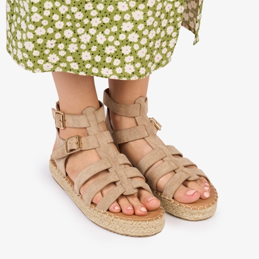 SANDALE Dama DIN PIELE ECOLOGICA INTOARSA LF1022 Culoare: khaki - Img 2