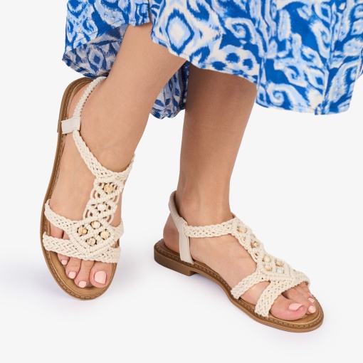 SANDALE Dama DIN TEXTIL CU MODEL In stil indian LF1018 Culoare: BEJ - Img 3