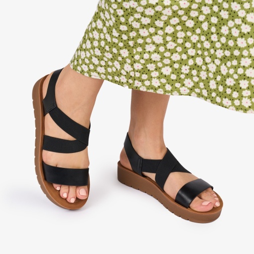 SANDALE dama Piele ECOLOGICA LF1009 CU ELASTIC Culoare: NEGRU - Img 3