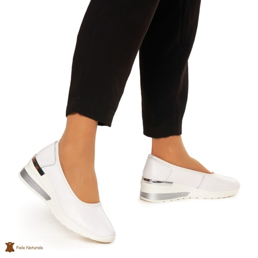 Balerini Dama Piele Naturala slip-on LF0082 ALB - Img 2