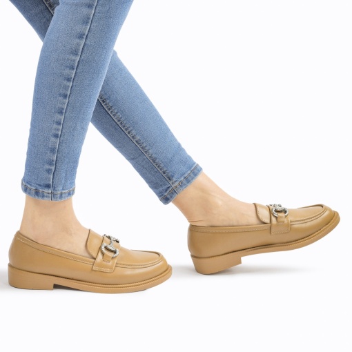 Mocasini DAMA din PIELE ECOLOGICA CU ARGINTIU LF0966 CULOARE: KHAKI - Img 2