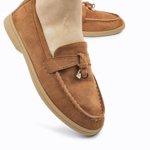Mocasini DAMA din PIELE ECOLOGICA INTOARSA LF0957 CULOARE: CAMEL - Img 4