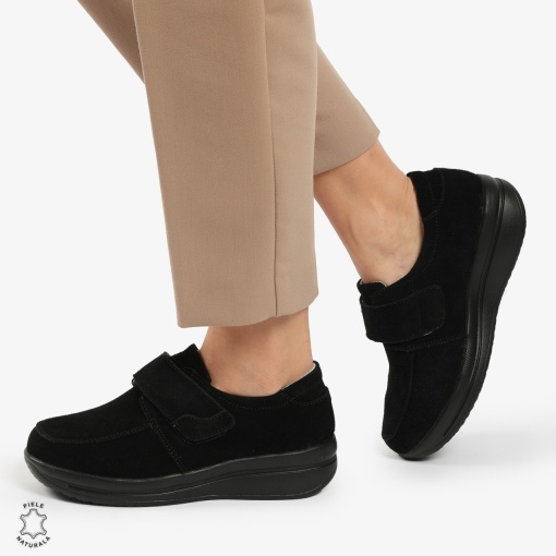 Mocasini dama din piele naturala cu talpa groasa INTOARSA LF0004 NEGRU - Img 3