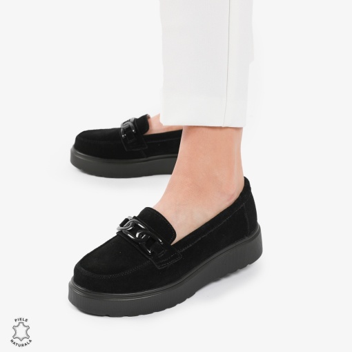 Mocasini dama din piele naturala Intoarsa LF0786 NEGRU - Img 2