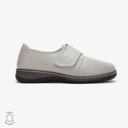 Mocasini dama din Piele naturală LF0017 Gri - Img 2