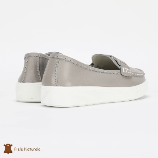 Mocasini Dama Piele Naturala cu talpa plata LF0206 GREY - Img 2