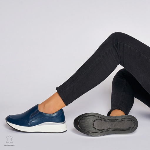 Pantofi Casual dama din Piele naturala CU INCHIDERE SLIP-ON LF1235 NAVY - Img 4