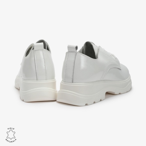 Pantofi casual dama din Piele naturală lacuiti LF0110 ALB - Img 3