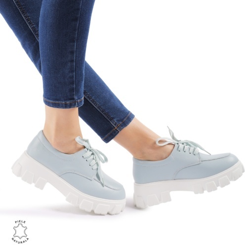 Pantofi casual dama din Piele naturală LF0109 ALBASTRU - Img 2