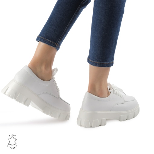 Pantofi casual dama din Piele naturală LF0109 ALB - Img 2