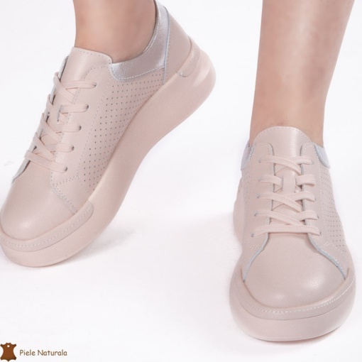 Pantofi Casual Dama din Piele naturală LF0117 ROZ - Img 3
