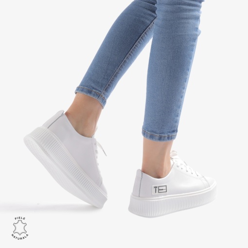 Pantofi Casual dama din Piele Naturala LF0850 ALB - Img 2