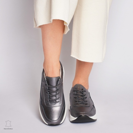 Pantofi Casual dama din Piele naturala Multicolor LF1234 PEWTER - Img 2