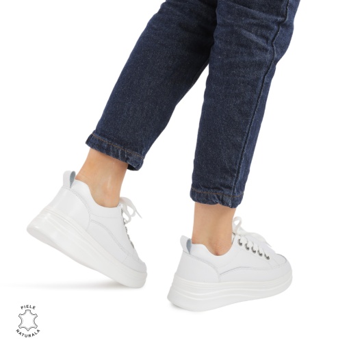 Pantofi casual dama piele naturala LF0869 ALB - Img 3