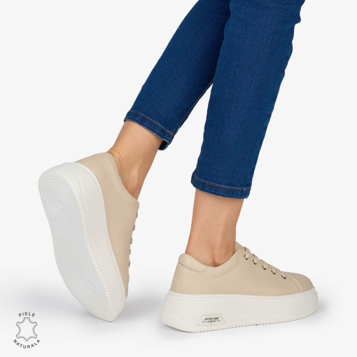 PANTOFI CASUAL Dama Piele Naturala LF1054 Culoare: BEJ - Img 4