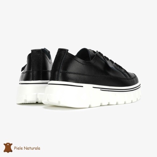 Pantofi Casual de dama din Piele naturala Interior confortabil LF0488 Negru - Img 3