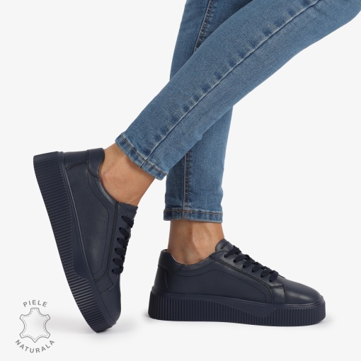 Pantofi Casual de dama din Piele Naturala LF1222 NAVY - Img 2