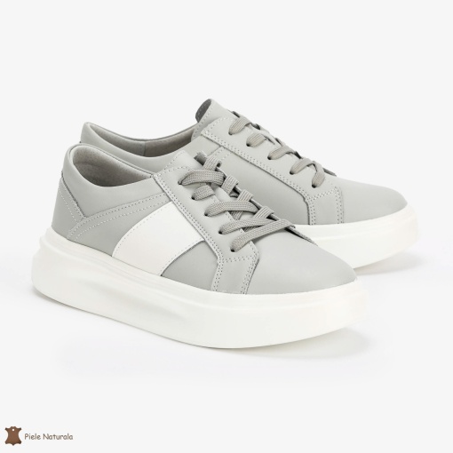 Pantofi Casual de dama din Piele naturala respirabili și ușori LF0490 Gri - Img 2
