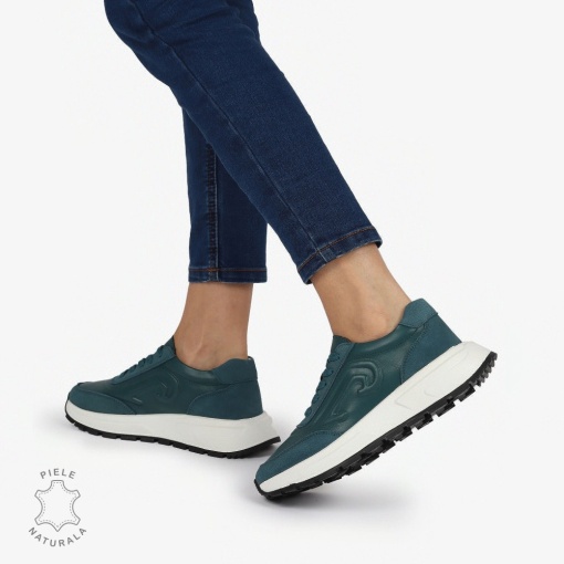 Pantofi casual piele naturala CU MODEL LATERAL LF1304 VERDE - Img 3