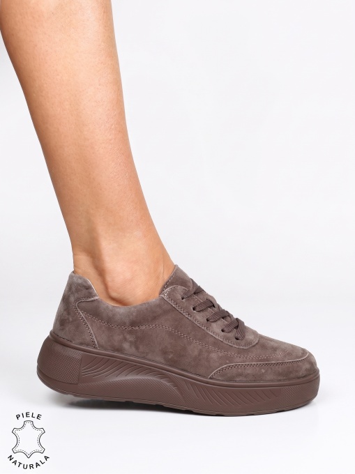 Pantofi damă sport din piele naturală cu design elegant LF1810 maro - Img 2