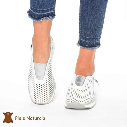 Pantofi Perforati Dama Piele naturală LF0098 ALB - Img 2