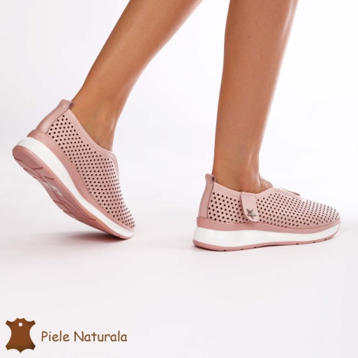 Pantofi Perforati Dama Piele naturală LF0098 ROZ - Img 3