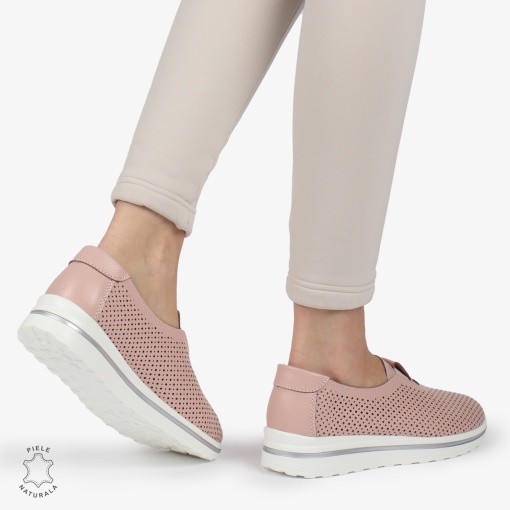 Pantofi Perforati Dama Piele naturală LF0104 ROZ - Img 3