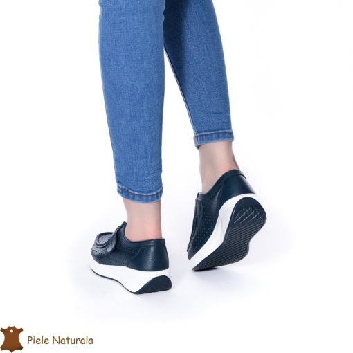 Pantofi Perforati Dama Piele naturală LF0106 NAVY - Img 3