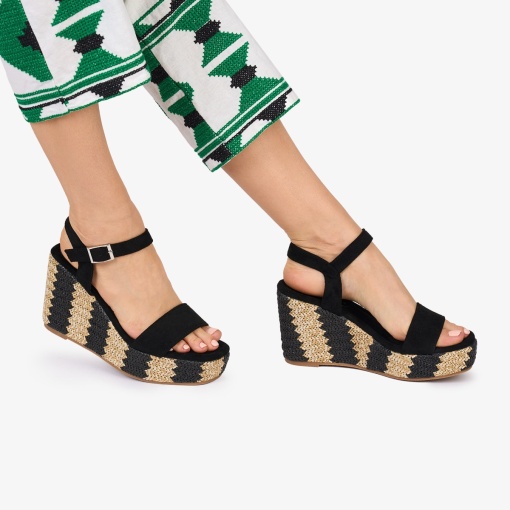 SANDALE Dama DIN PIELE ECOLOGICA INTOARSA CU PLATFORMA LF1021 Culoare: NEGRU - Img 3