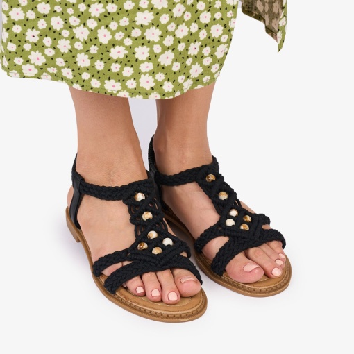 SANDALE Dama DIN TEXTIL CU MODEL In stil indian LF1018 Culoare: NEGRU - Img 2