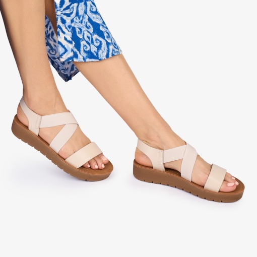 SANDALE dama Piele ECOLOGICA LF1009 CU ELASTIC Culoare: BEJ - Img 2